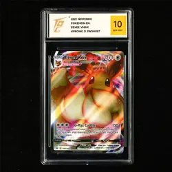 TQG 10 GEM MINT 2021 Pokemon ENG Eevee VMAX SWSH087 Promo - Image 2