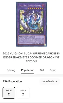 Yu-Gi-Oh! Suda-Supreme Darkness En035 Snake-Eyes Doomed Dragon 1St Ed PSA 10 - Image 3