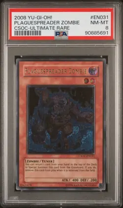 2008 YUGIOH CSOC-EN031 PLAGUESPREADER ZOMBIE ULTIMATE RARE PSA 8 NM #90885691 - Image 1