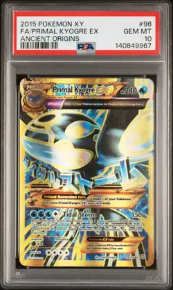 2015 POKEMON XY ANCIENT ORIGINS #96 FULL ART/PRIMAL KYOGRE EX PSA 10 - Image 1