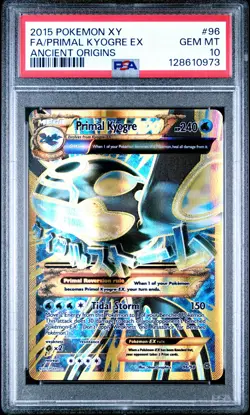 2015 POKEMON XY ANCIENT ORIGINS #96 FULL ART/PRIMAL KYOGRE EX PSA 10 - Image 1