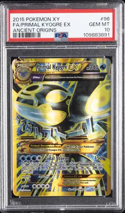 2015 POKEMON XY ANCIENT ORIGINS #96 FULL ART/PRIMAL KYOGRE EX PSA 10 - Image 1