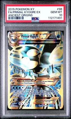 2015 POKEMON XY ANCIENT ORIGINS #96 FULL ART/PRIMAL KYOGRE EX PSA 10 - Image 1