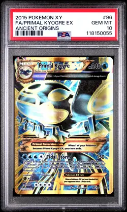 2015 POKEMON XY ANCIENT ORIGINS #96 FULL ART/PRIMAL KYOGRE EX PSA 10 - Image 1