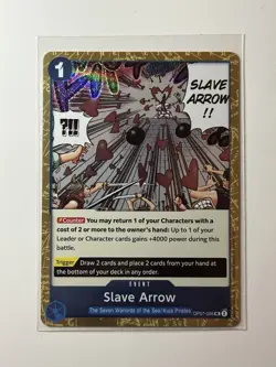 One Piece CCG Slave Arrow Event Card Gold Foil OP07-056 The Best Vol 2 Booster - Image 1