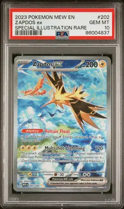 POKEMON 2023 ZAPDOS ex SPECIAL ILLUSTRATION RARE MEW EN-151 #202 PSA 10 - Image 1