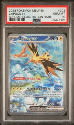 POKEMON 2023 ZAPDOS ex SPECIAL ILLUSTRATION RARE MEW EN-151 #202 PSA 10 - Image 1