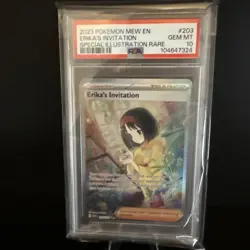 2023 POKEMON MEW EN-151 SPECIAL ILLUSTRATION RARE #203 ERIKA'S INVITATION PSA 10 - Image 1