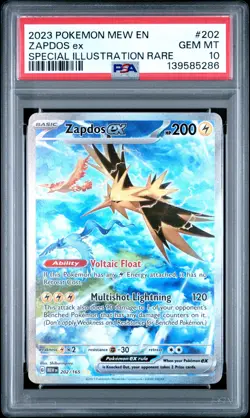 2023 POKEMON MEW EN-151 SPECIAL ILLUSTRATION RARE #202 ZAPDOS EX PSA 10 - Image 1