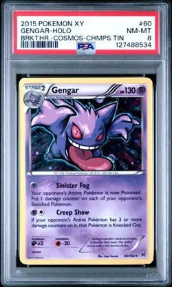 2015 POKEMON XY BREAKTHROUGH COSMOS-CHAMPIONS TIN #60 GENGAR-HOLO PSA 8 - Image 1