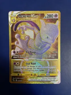Pokemon Go Gold Mewtwo VSTAR Holo Ultra Rare Card 086/078 Pokemon TCG MINT - Image 1