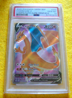 Charizard V Pokemon Card 2020 Champions Path ETB Black Star Promo SWSH050 PSA 10 - Image 1