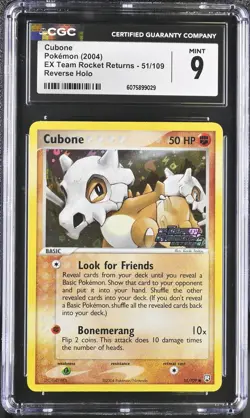 CGC 9 Cubone EX Team Rocket Returns 51/109 Reverse Holo STAMPED Pokemon Card - Image 1