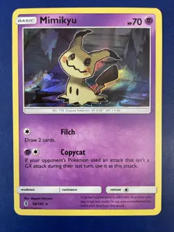 Sun & Moon Mimikyu Holo 58/145 Guardians Rising Holo Rare Pokemon NM - Image 1