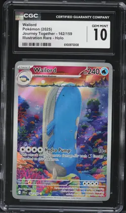 2025 Pokemon Journey Together IR Wailord #162 CGC 10 - Image 1