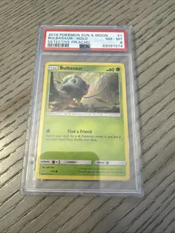 2019 POKEMON SUN & MOON DETECTIVE PIKACHU #1 BULBASAUR DETECTIVE PIKACHU PSA 8 - Image 1