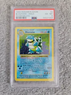1999 Pokemon Base Set Shadowless Blastoise Holo 2/102 PSA 6 - Image 1
