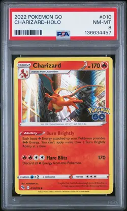 2022 POKEMON GO #010 CHARIZARD-HOLO PSA 8 - Image 1