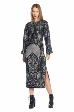 BlackMilk The Cathedral's Veil Long Sleeve Bishop Midaxi Dress Size X-Small XS - Image 1