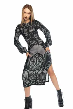 BlackMilk The Cathedral's Veil Long Sleeve Bishop Midaxi Dress Size X-Small XS - Image 2