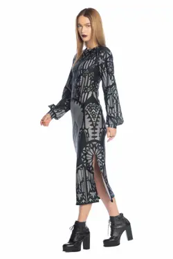 BlackMilk The Cathedral's Veil Long Sleeve Bishop Midaxi Dress Size X-Small XS - Image 3