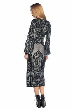 BlackMilk The Cathedral's Veil Long Sleeve Bishop Midaxi Dress Size X-Small XS - Image 4