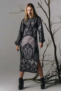 BlackMilk The Cathedral's Veil Long Sleeve Bishop Midaxi Dress Size X-Small XS - Image 5