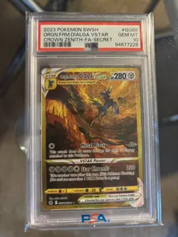 2023 Pokemon Origin Forme Dialga VSTAR Secret Rare GG68/GG70 Crown Zenith PSA 10 - Image 1