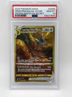 Pokemon Origin Forme Dialga VSTAR PSA 10 Secret GG68/GG70 Crown Zenith: Galarian - Image 1