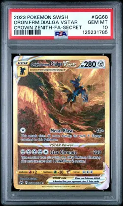 PSA 10 ORIGIN FORME DIALGA VSTAR GG68/GG70 FULL ART SECRET CROWN ZENITH POKEMON - Image 1