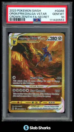 2023 POKEMON CROWN ZENITH GG68/GG70 ORIGIN FORME DIALGA VSTAR SECRET RARE PSA 10 - Image 1