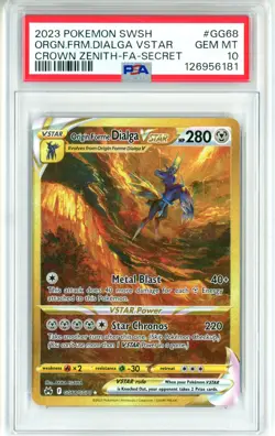 PSA GEM MT 10 Pokemon Origin Forme Dialga VSTAR (Secret) GG68/GG70 Crown Zenith - Image 1