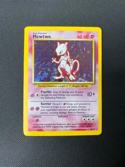 Mewtwo 010/102 - Pokemon TCG Base Set Unlimited Holo Card - MP / HEAVILY PLAYED - Image 1