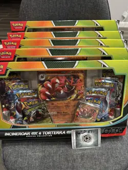 🚨LOT OF 5🚨Pokemon TCG Incineroar ex & Torterra ex Special Collection IN HAND!! - Image 1