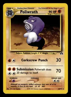 Poliwrath 28/75 Rare Neo Discovery Pokemon Card - 2 - Image 1