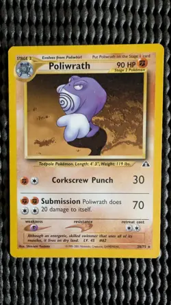 Poliwrath 28/75 Neo Discovery Non-Holo Rare Pokemon Card Vintage TCG LP+ - Image 1