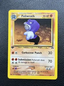 1st Edition Poliwrath 28/75 Rare Neo Discovery Pokemon Card WOTC - Image 1