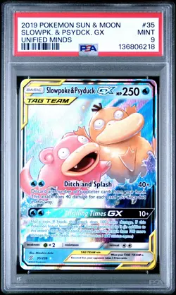 2019 POKEMON SUN & MOON UNIFIED MINDS #35 SLOWPOKE & PSYDUCK GX PSA 9 - Image 1