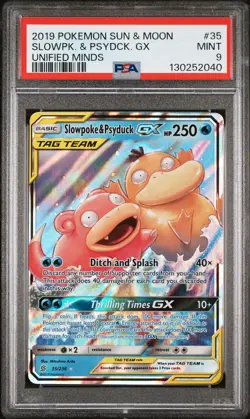 2019 POKEMON SUN & MOON UNIFIED MINDS #35 SLOWPOKE & PSYDUCK GX PSA 9 - Image 1
