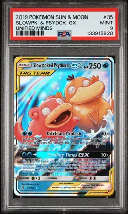 2019 POKEMON SUN & MOON UNIFIED MINDS #35 SLOWPOKE & PSYDUCK GX PSA 9 - Image 1