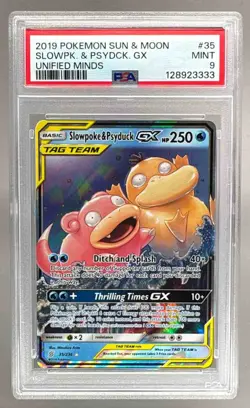 3333 Slowpoke & Psyduck GX 2019 Pokemon Sun Moon Unified Minds #35 PSA 9 - Image 1