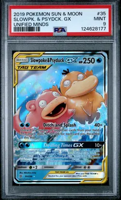 2019 POKEMON SUN & MOON UNIFIED MINDS #35 SLOWPOKE & PSYDUCK GX PSA 9 - Image 1