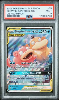 2019 POKEMON SUN & MOON UNIFIED MINDS #35 SLOWPOKE & PSYDUCK GX PSA 9 - Image 1