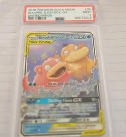 2019 POKEMON SUN & MOON UNIFIED MINDS #35 SLOWPOKE & PSYDUCK GX PSA 9 - Image 1