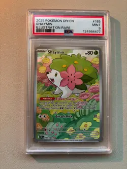 2025 POKEMON SV DESTINED RIVALS EN #185/182 SHAYMIN ILLUSTRATION RARE PSA 9 - Image 1