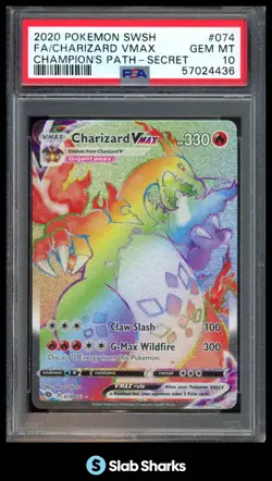 2020 POKEMON SWORD SHIELD CHAMPION'S PATH #074/073 CHARIZARD VMAX SECRET PSA 10 - Image 1