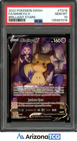Pokemon 2022 Mimikyu V TG16 Full Art Brilliant Stars GEM MINT PSA 10 - Image 1