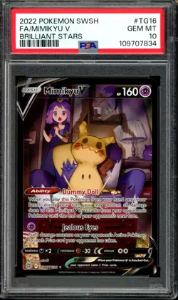 PSA 10 Mimikyu V TG16 Character Rare Full Art Brilliant Stars 2022 Pokemon - Image 1