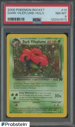 2000 Pokemon Rocket #13 Dark Vileplume Holo PSA 8 NM-MT - Image 1