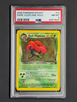 2000 POKEMON ROCKET DARK VILEPLUME-HOLO PSA 8 NM-MT #13/82 - Image 1